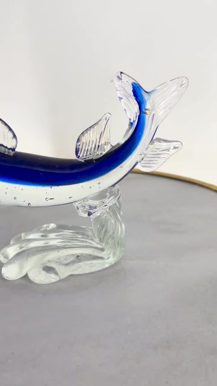青いガラス製のカジキの像 - イタリア製アートガラスの海洋装飾 - Etsy