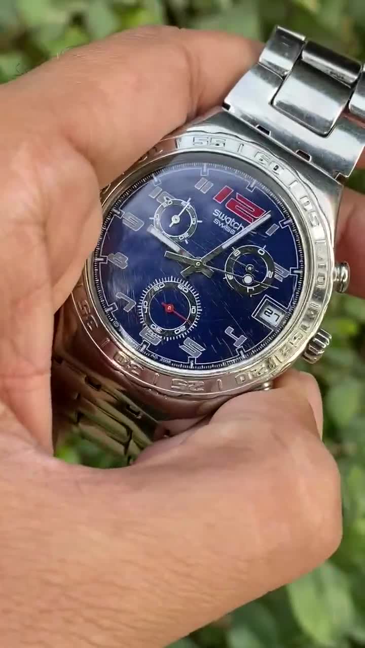 Vintage Rare Swatch Irony Spymaker Chrono Blue Dial (model YCS517G