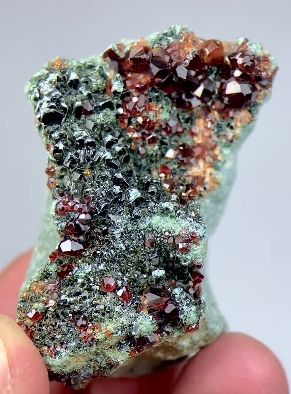 35g Sparkling Spessartine Garnet With Clinochlore Crystal on