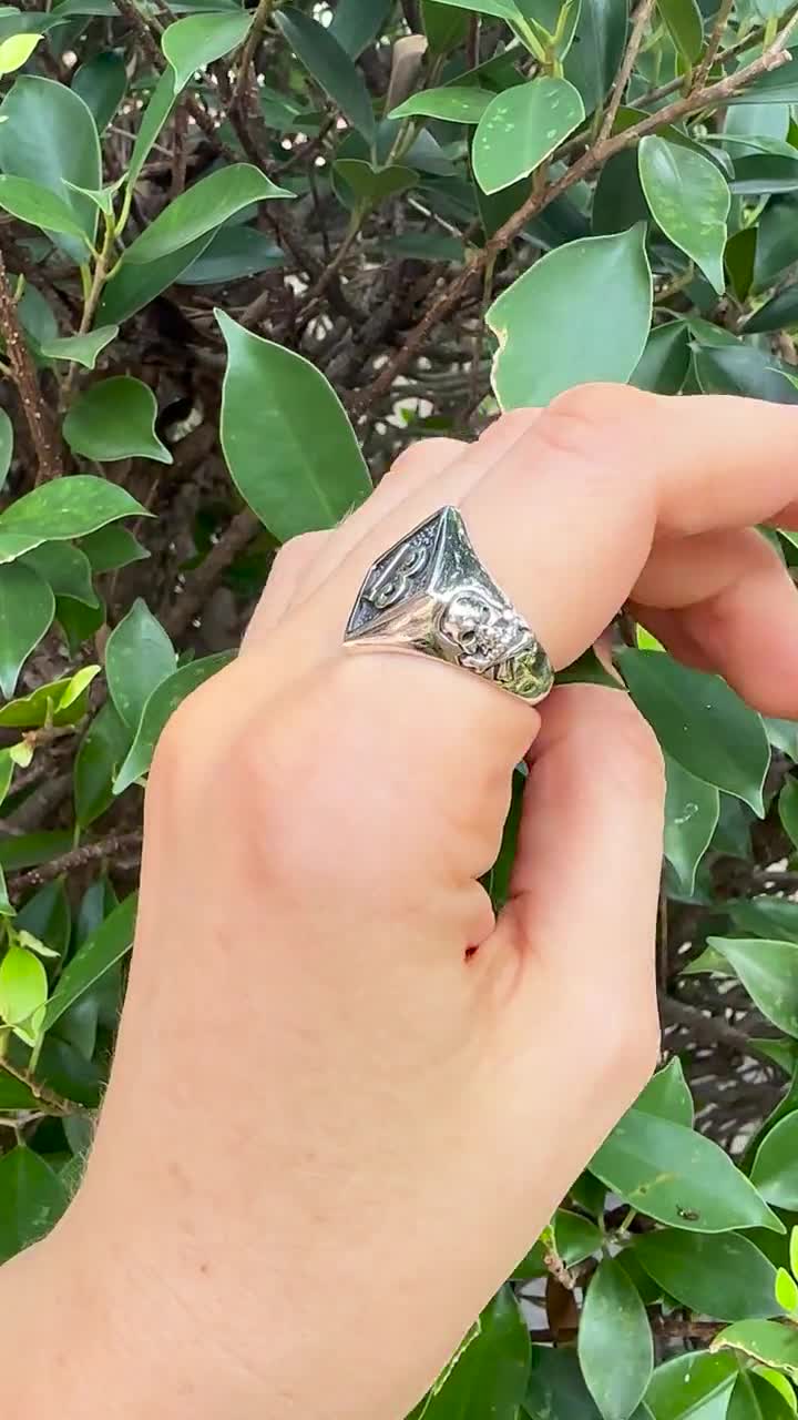 Lucky Number 13 Ring 925 STERLING SILVER Skull and Bones Winner