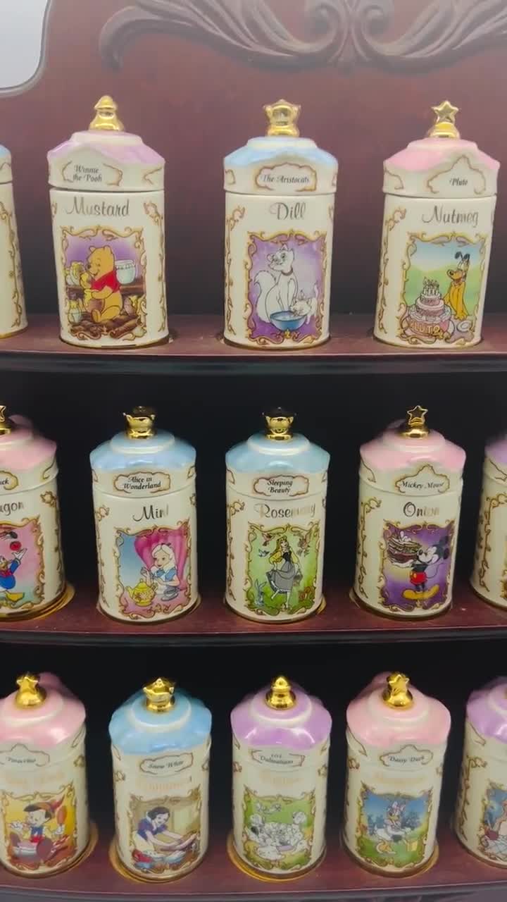 Vintage Lenox Disney Spice Jar Set | 24K Gold, Wooden Rack - Etsy