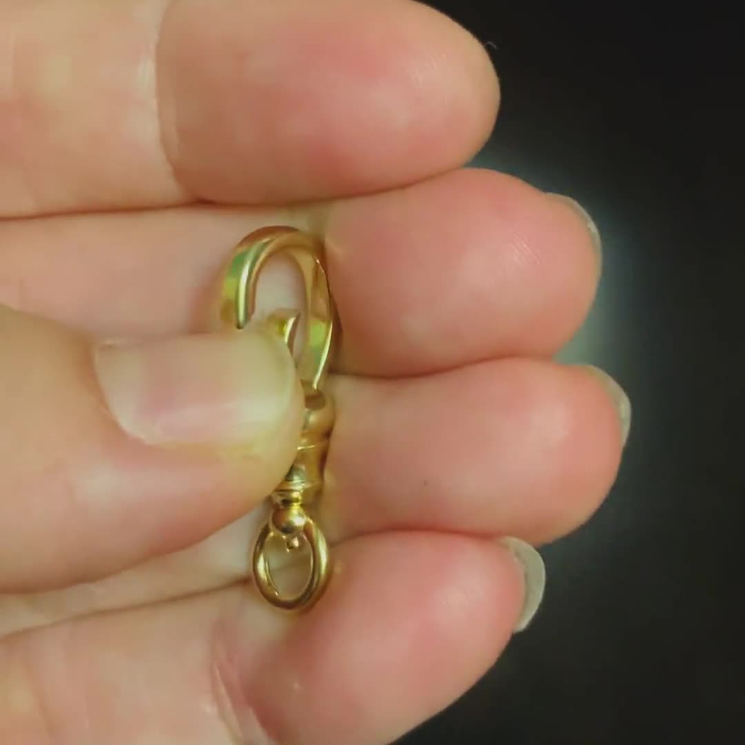 10.3mmx27mm XL 14k Solid Yellow Gold Swivel Push Lock Dog Clip