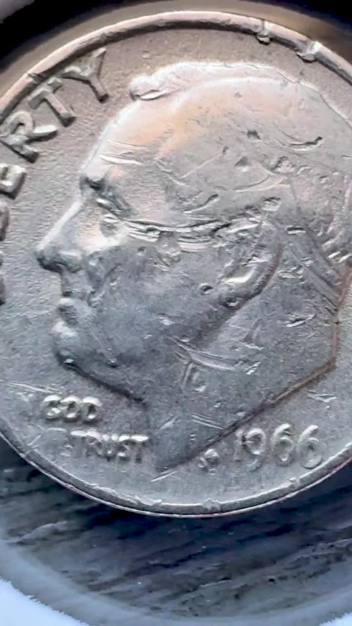 1966年 ルーズベルト ダイム ミントマークなし 流通米国10セント