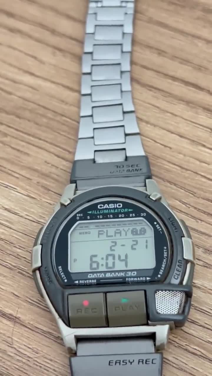 Vintage Casio DB-V300 Databank Voice Recorder Watch, Stainless