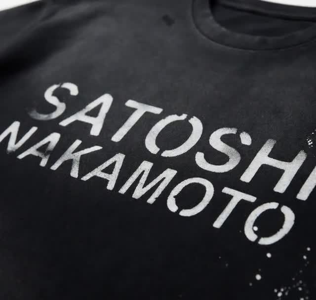 260 GSM SATOSHI NAKAMOTO Hand-frayed Sunfade Paint Splatter T