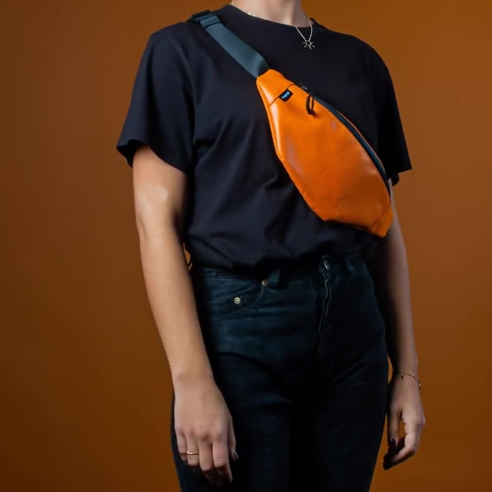 Orange Fanny Pack, Upcycled Fabric Bum Bag, Vegan Crossbody - Etsy
