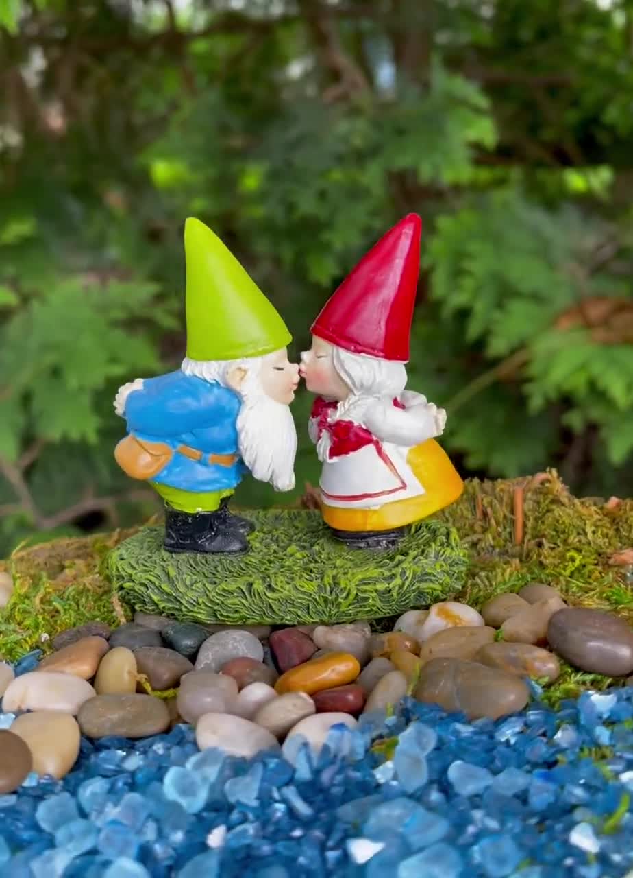 Miniature Gnome Fairy Garden Accessory, Mr and Mrs Gnome Couple