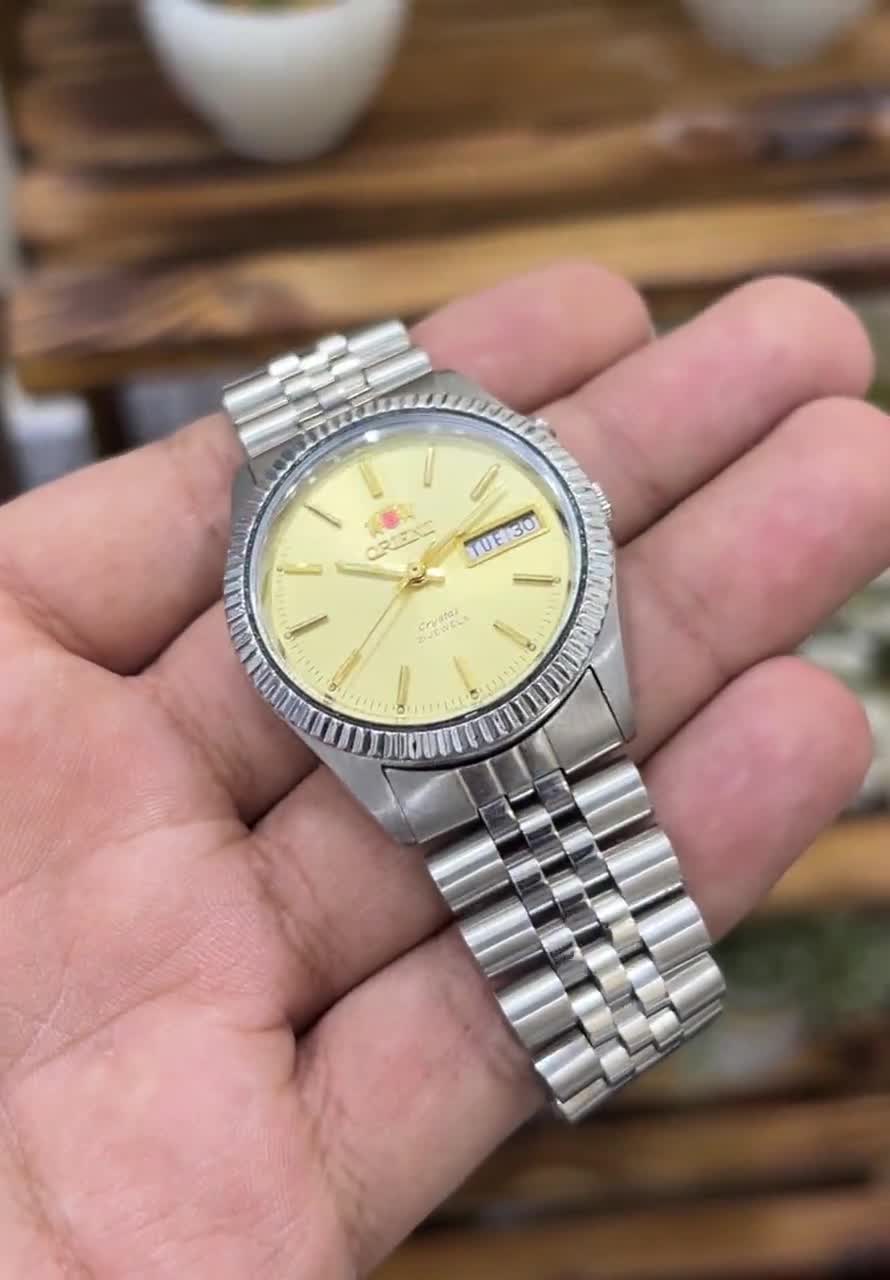 Vintage Orient President Automatic 21 Jewels Gold Dial Rare Japan