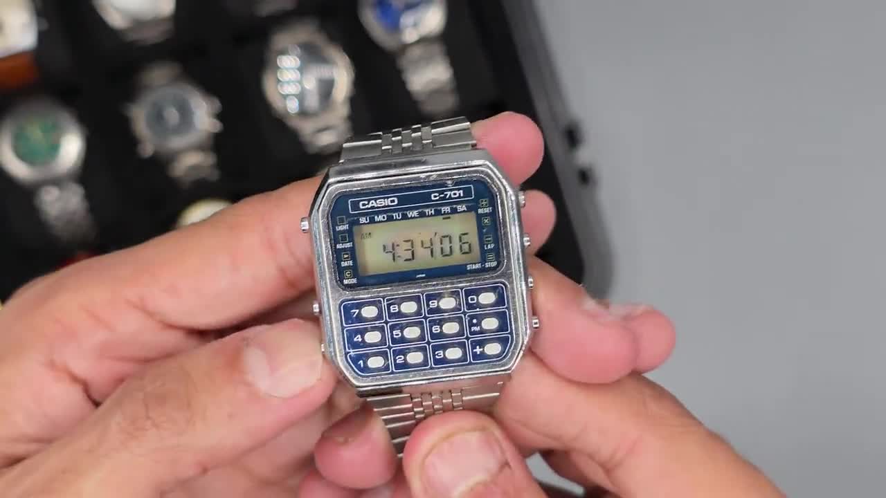 Vinatge Casio C-701 Module 133 Calculator Blue Dial Digital 1977