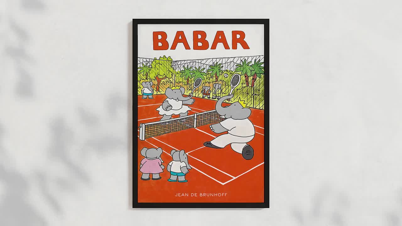 Babar Tennis Wall Art Babar Tennis Poster Kids Tennis Wall Art