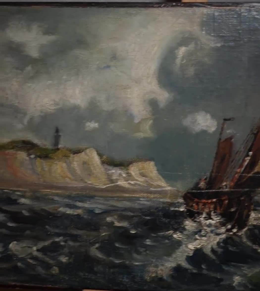 Antique Marine Oil Painting, 19th Century Sailing Ship, Original