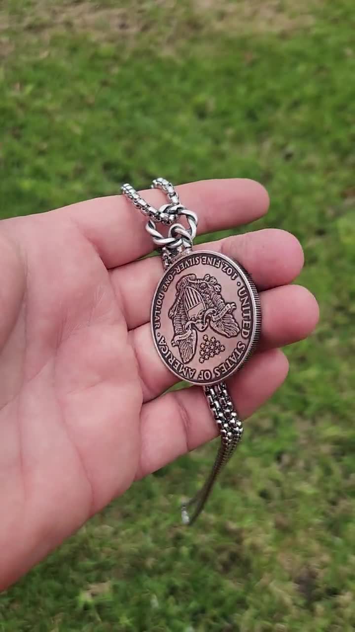 純銀 ウォーキングリバティ ネックレス スーパーイーグル ブランド ReD Genuine American Silver Eagle Coin Necklace 1 Oz .999 Silver 30