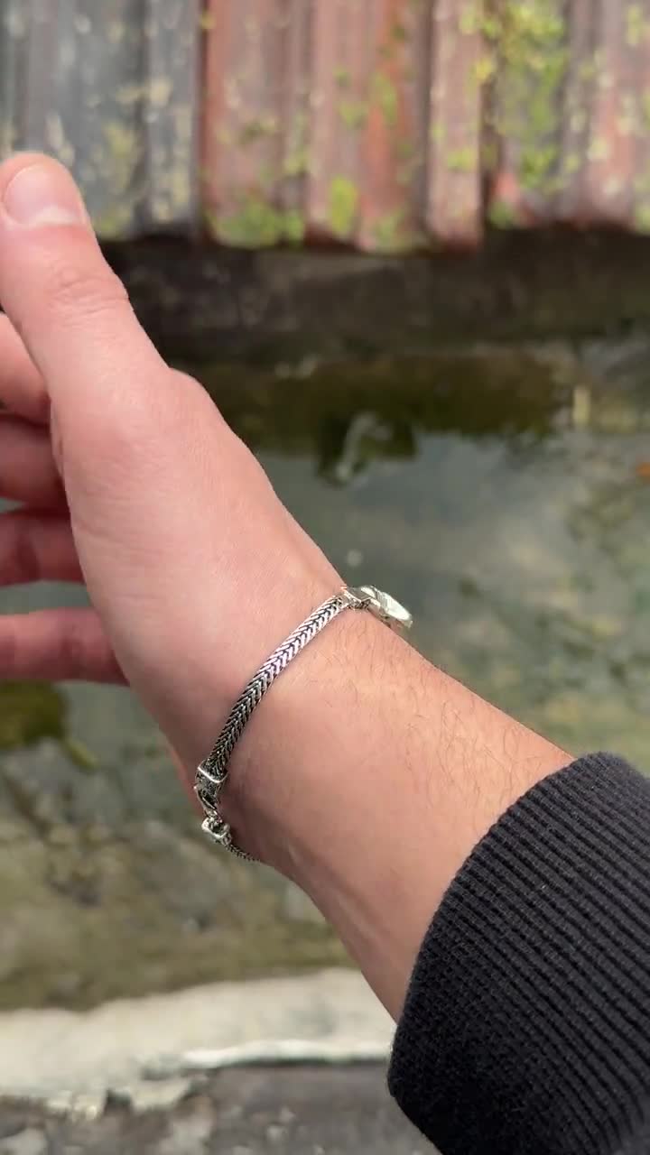 Silver Zülfiqar Sword Bracelet, Foxtail Chain Folding Sword