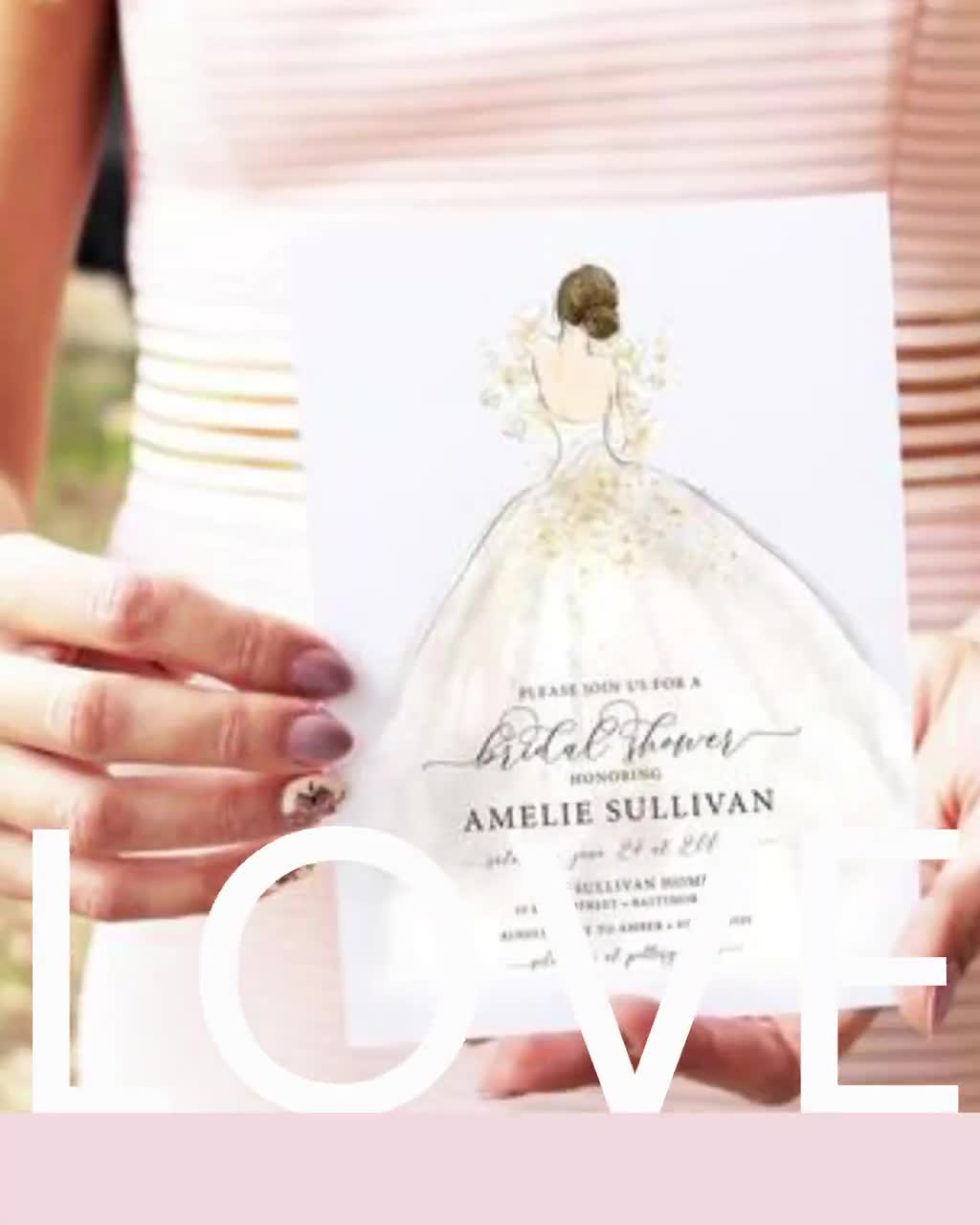 bridal shower wedding dress invitations Invitation: Elegant Celebration Color:Steel Grey