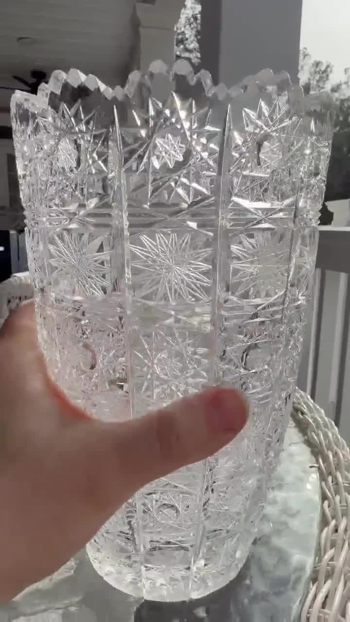 Stunning Antique Bohemia “queen's Lace” Cut Crystal Glass Vase - Etsy