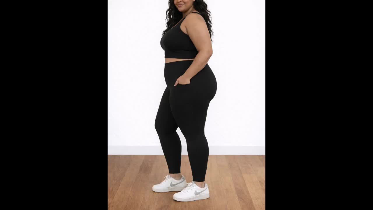 Plus Size Leggings Sewing Pattern With Pocket, Curvy Size Yoga