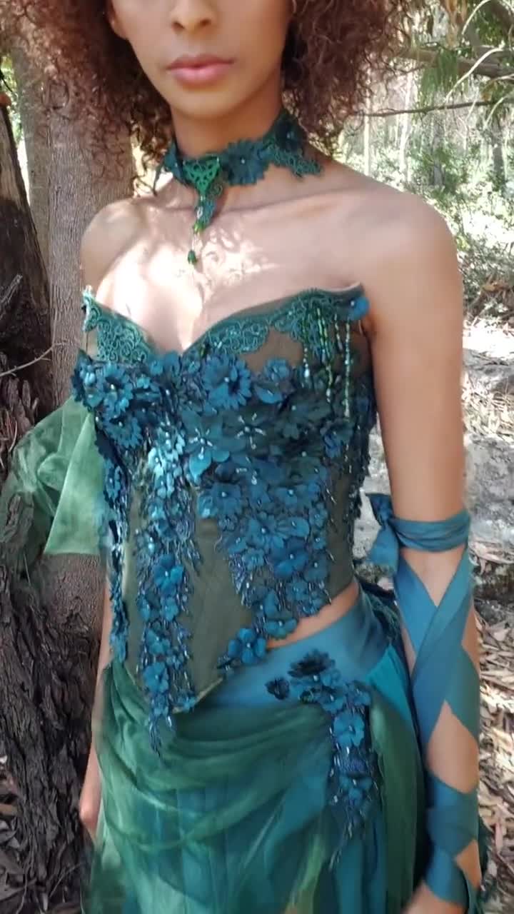 green corset dress costume Fairy – Woodland Goddess Elven Wedding Gown Fantasy best boutique