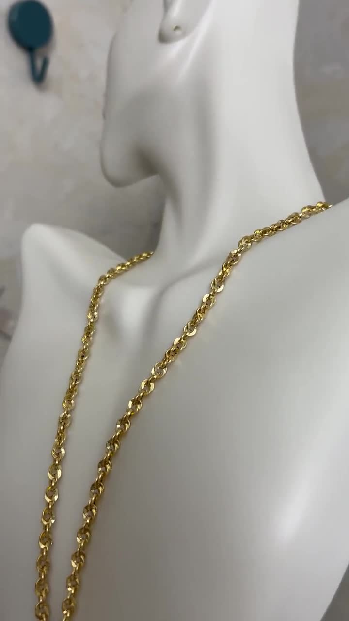Japanese K18 Polished Double Twist Chain Necklace | Solid 18K Gold
