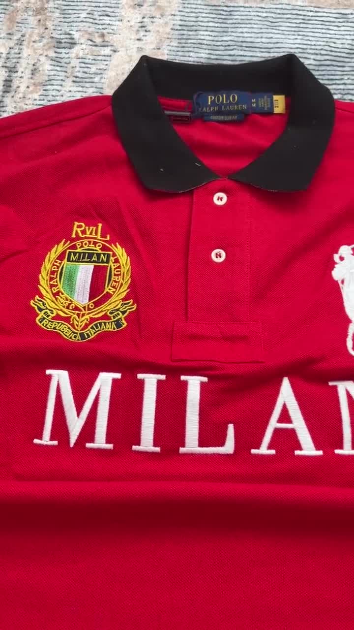 Vintage Polo Ralph Lauren Milan Polo Shirt Red • Big Pony Logo
