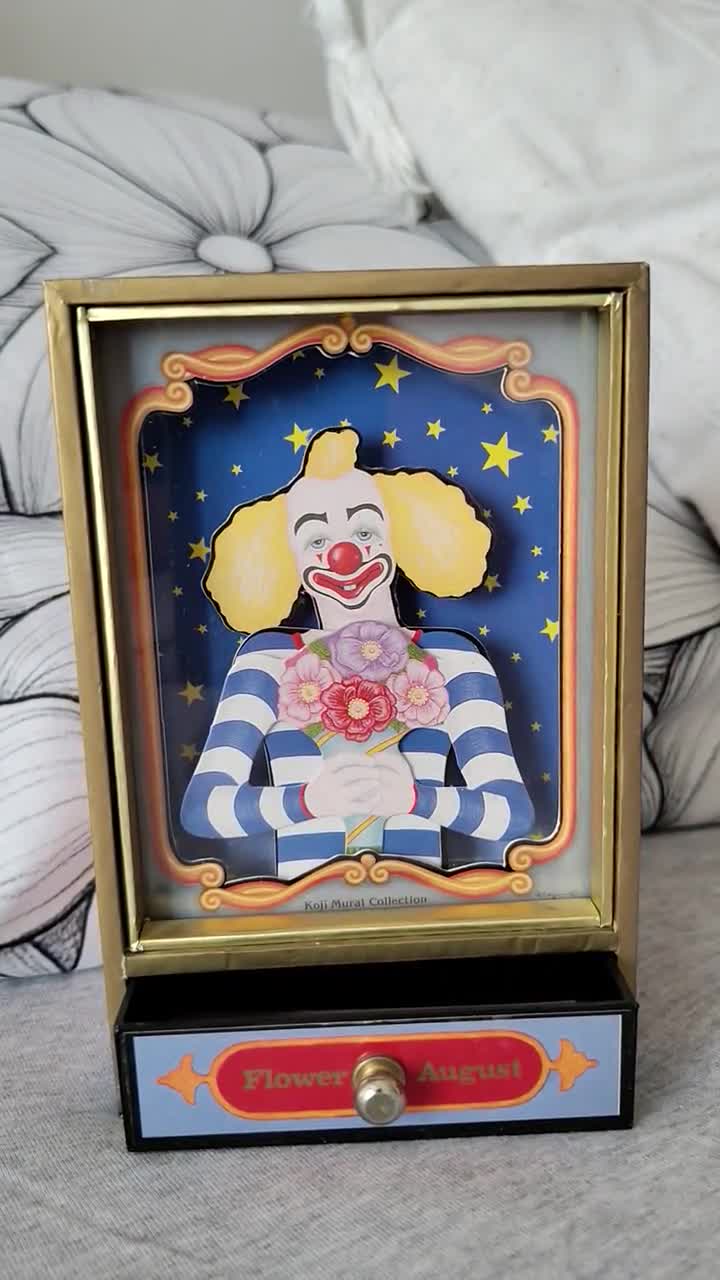 Vintage Koji Murai Clown Music Box: Flower August, 1980s Shadow
