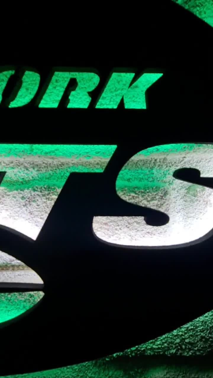 New York Jets LED Lighted Sign, Jets American Football Team Emblem