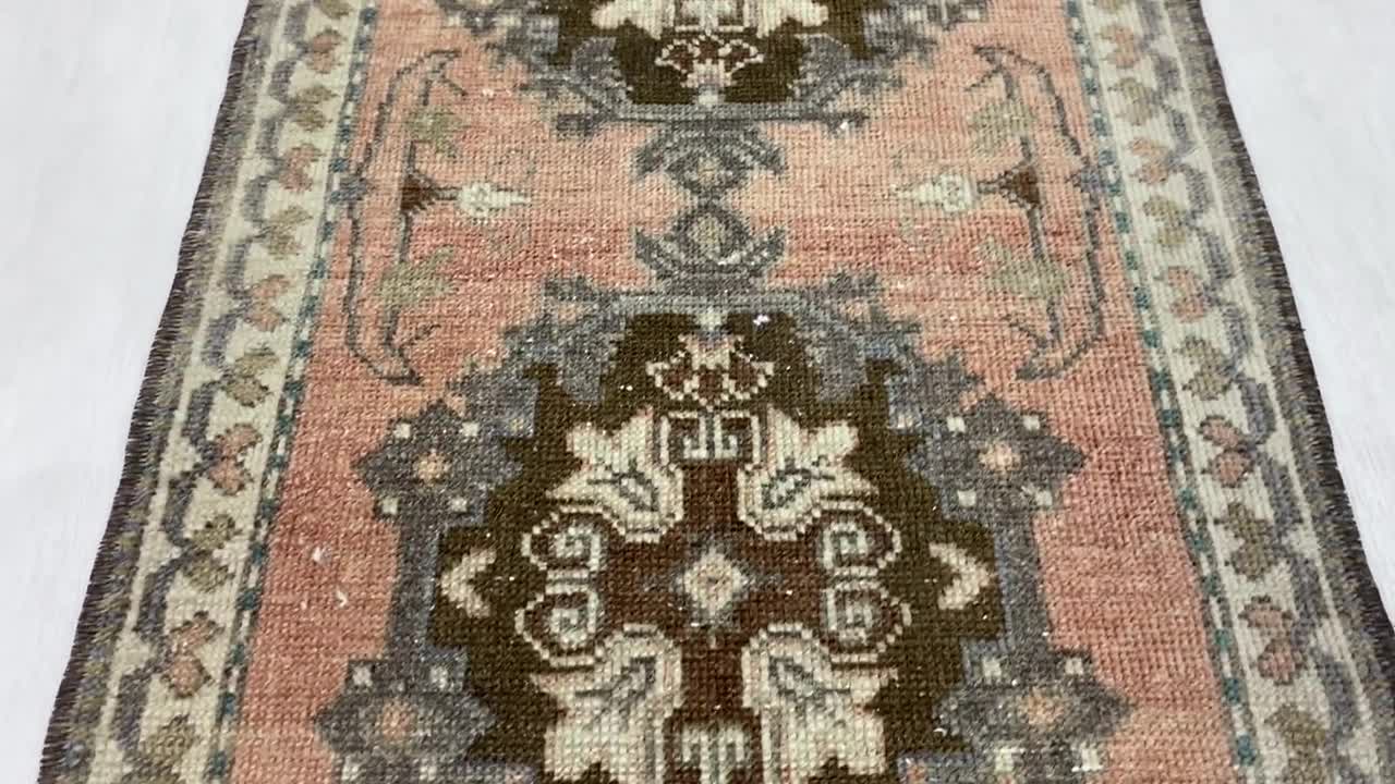 1.64x3.22 Ft, Vintage Oushak Rug, Turkish Wool Doormat, Colorful