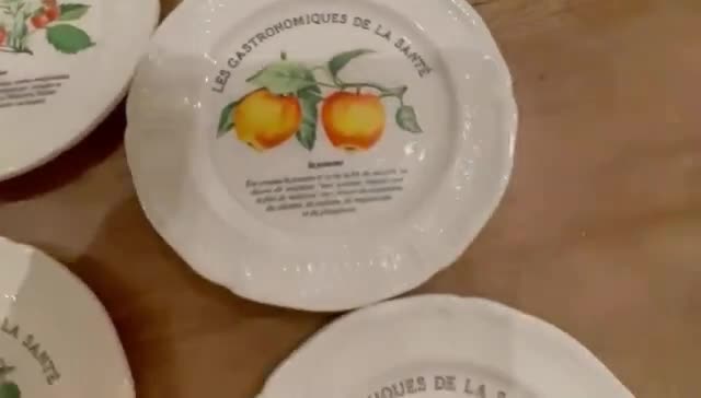 Gien France Fruit Dessert Plates, Set of 8, Gastronomiques De La