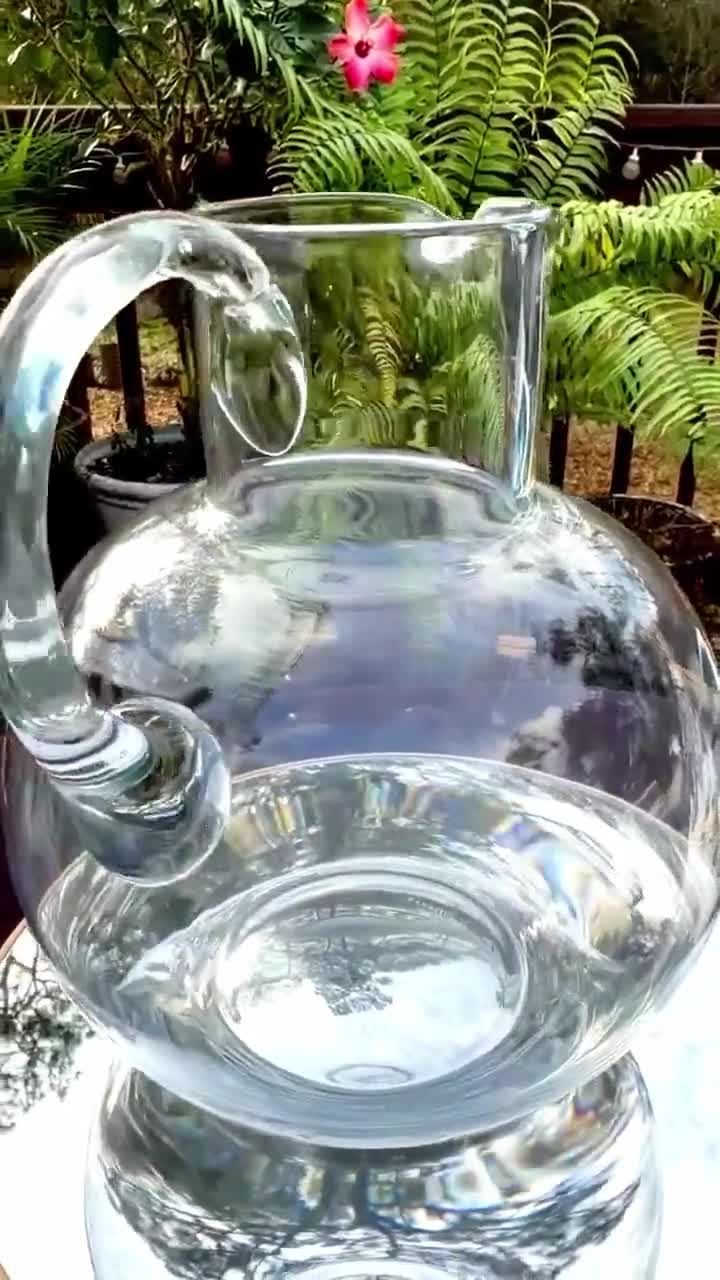 Tiffany and Co Crystal Pitcher Hand Blown Signed Glass Water Wine