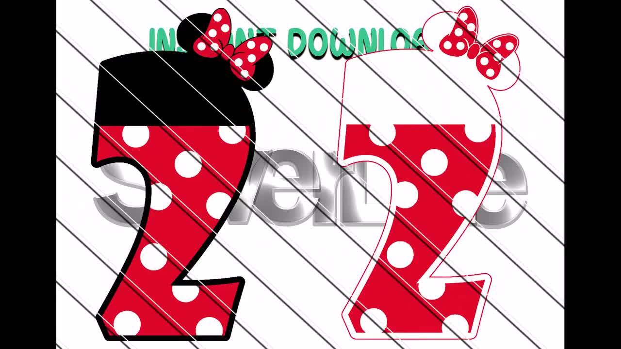 ミニーマウスの数字 SVG、PNG: 赤い誕生日クリップアート（デジタル