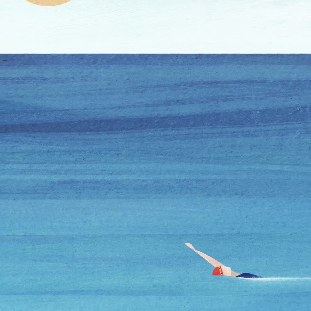Sea Swim Print by Henry Rivers | Open-water Swim Seaside Beach