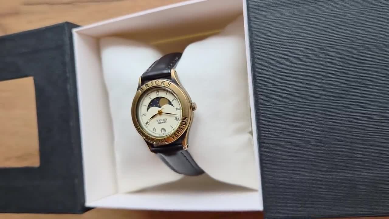 Bricks Maruman Vintage Moonphase Watch, Quartz Watch Real Moon