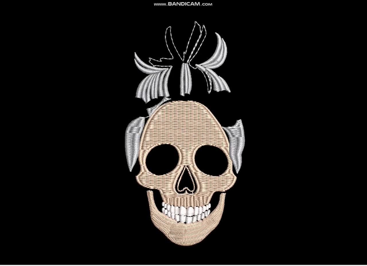 Skull of a Woman Machine Embroidery Design, Girl Skeleton With
