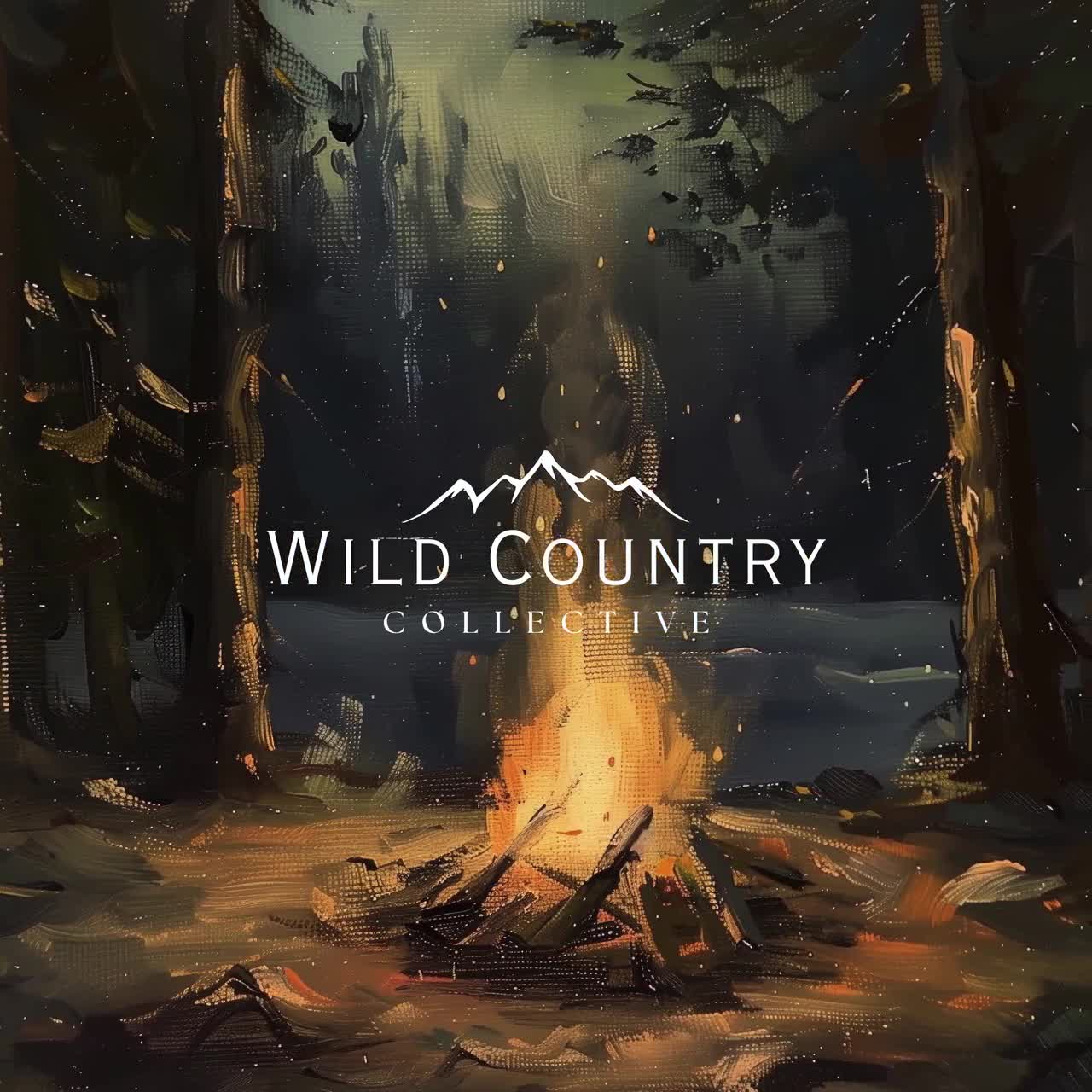 Framed Campfire Artwork Wilderness Painting Vintage Campfire