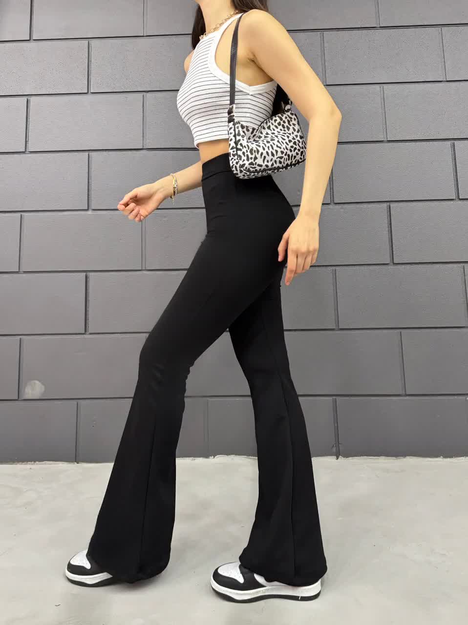 Women's High Waisted Bootcut Yoga Pants Flare Leggings Crepe