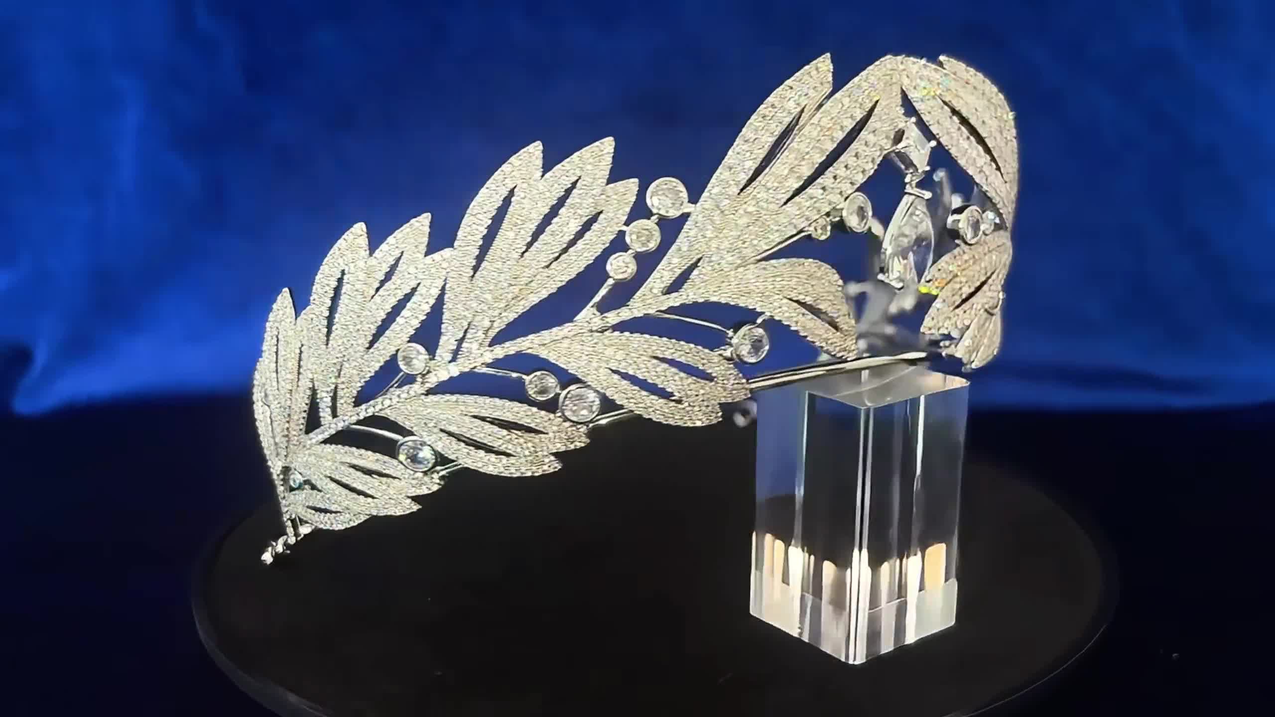 Greek Style Olive Wreath Full High Wedding Crown Laurel Leaf Motif