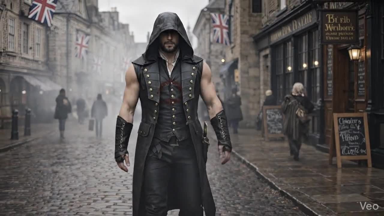 Men's Black Leather Assassin Hooded Coat - Sleeveless Trench Coat for LARP, Cosplay & Gothic Fashion
