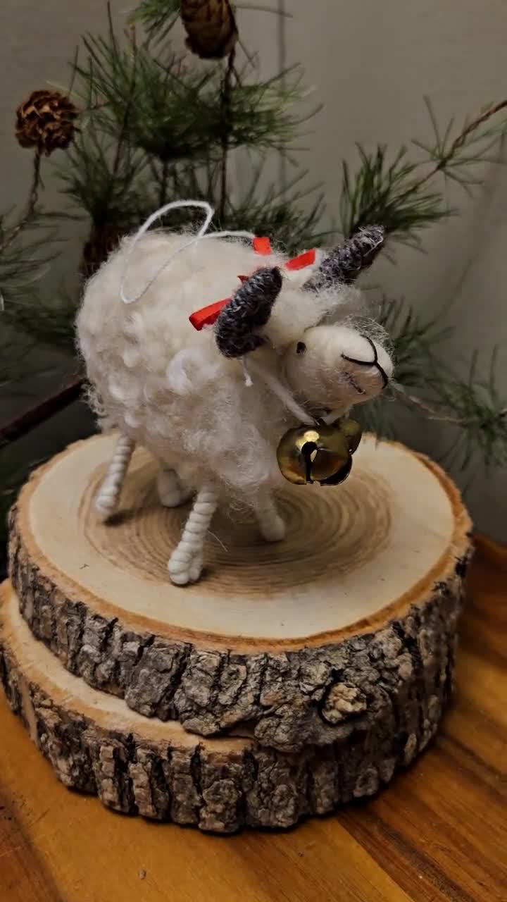 Artist Made Felted Real Wool Ram / Sheep - Wired Horns, Legs With