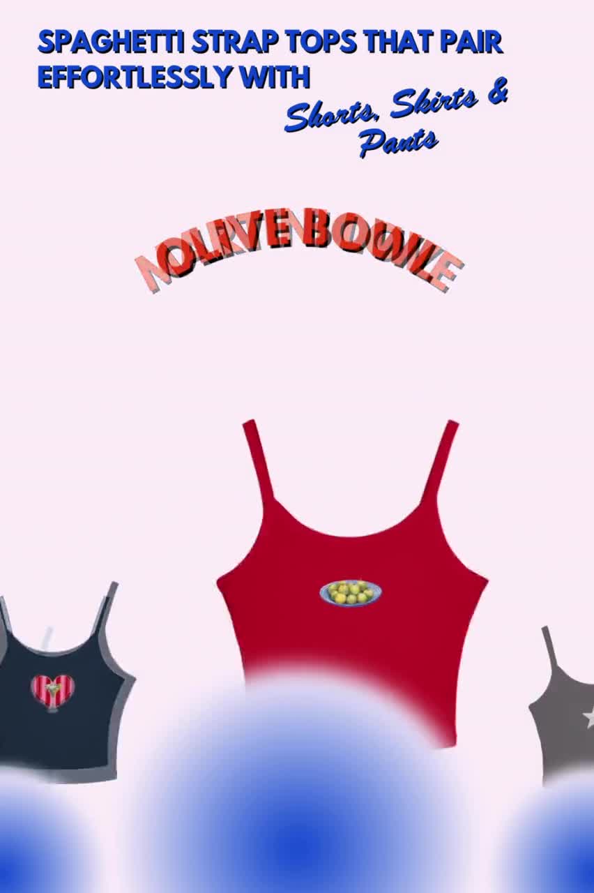 Cherries With Bows Spaghetti Strap Tank Top, Cherry Bow Crop Tank