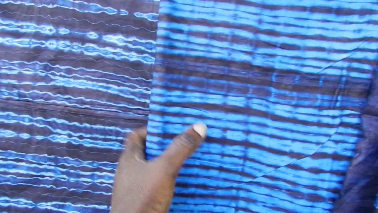 Blue Indigo Fabric From Guinea, Tie and Dye Bazin, Adire, in