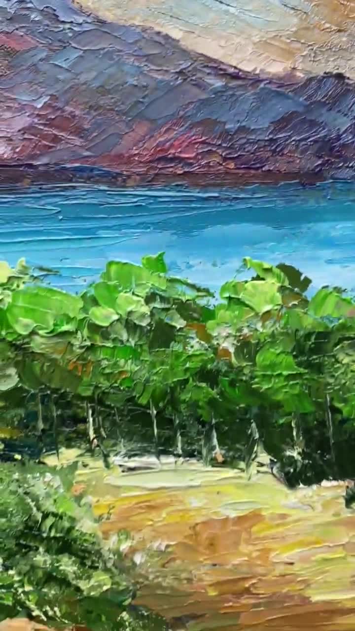トスカーナ風景油絵：イタリアの山岳芸術、10x14 - Etsy 日本