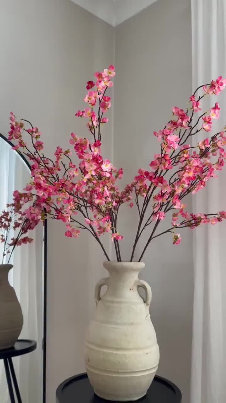 桜の枝、造花、造花、花瓶アレンジメント、ピンクの花、花の枝、室内