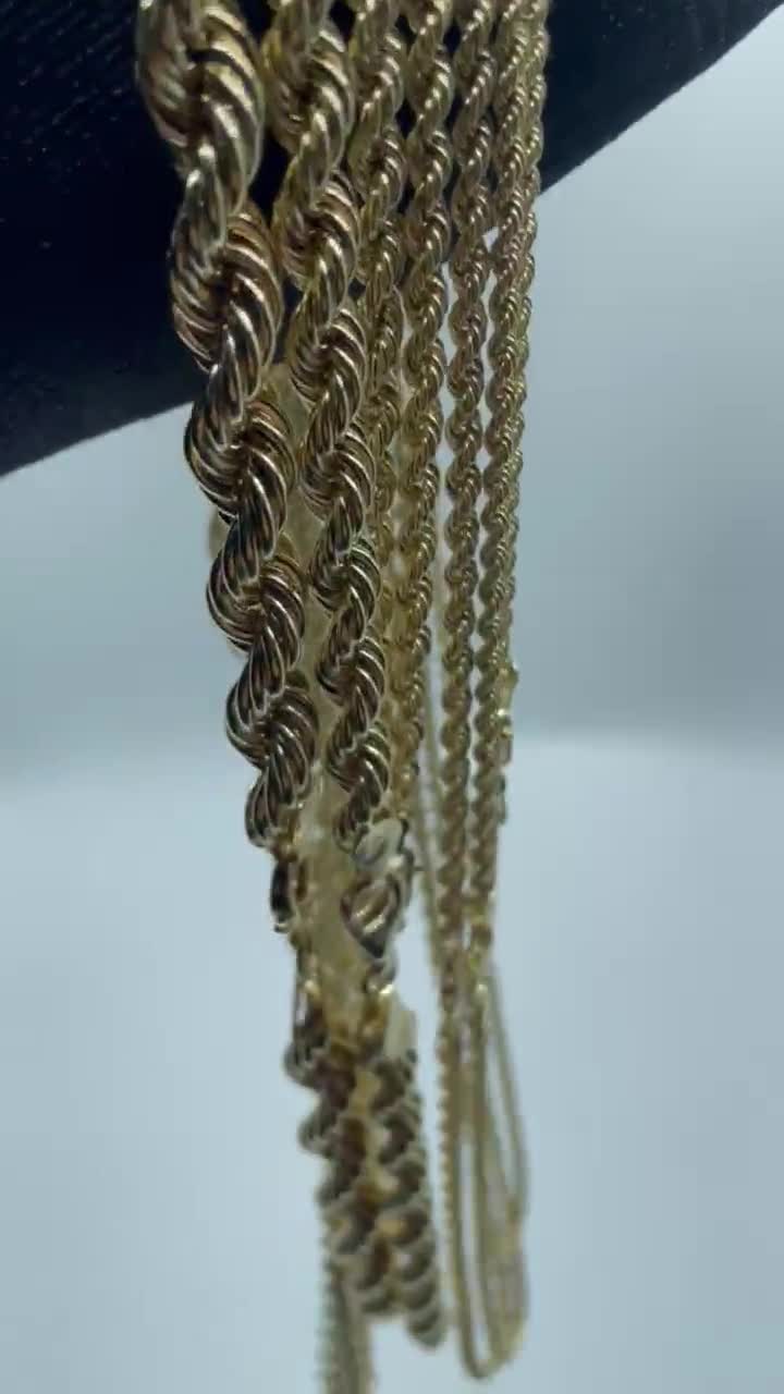 14K ソリッド ゴールド ロープ チェーン ロープ ネックレス 2 mm 2.5
