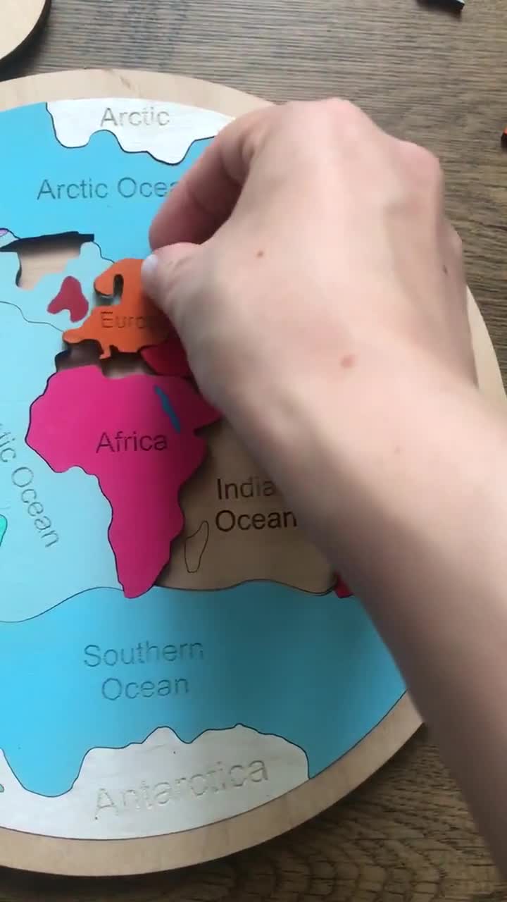 子供向け木製世界地図パズル – モンテッソーリ学習玩具、教育的な地理