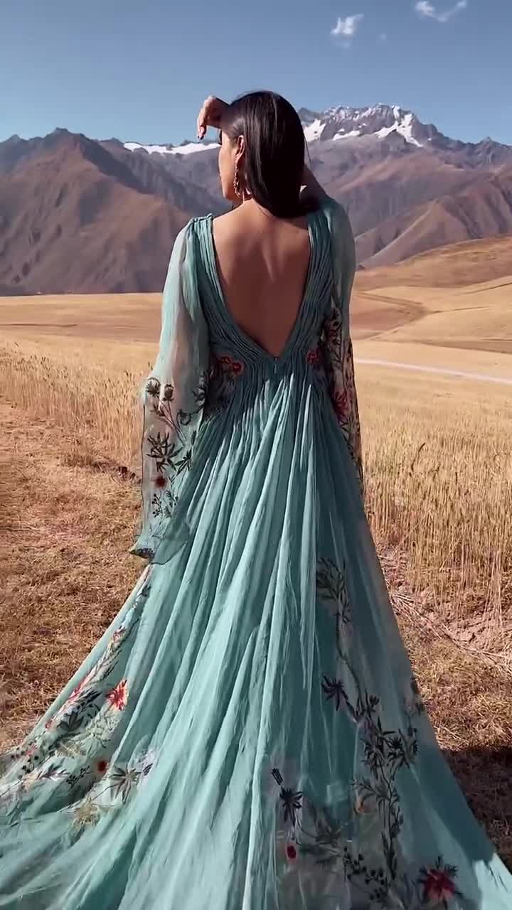 teal and brown wedding dress Meadow | Wildflower | Embroidered Floral Wedding Dress | Fairy Woodland A-Line Dress Available in Plus Size VIP-MDW-INCLUSION-2026 Alyn Paige Dress Scarf Size:8 (S)