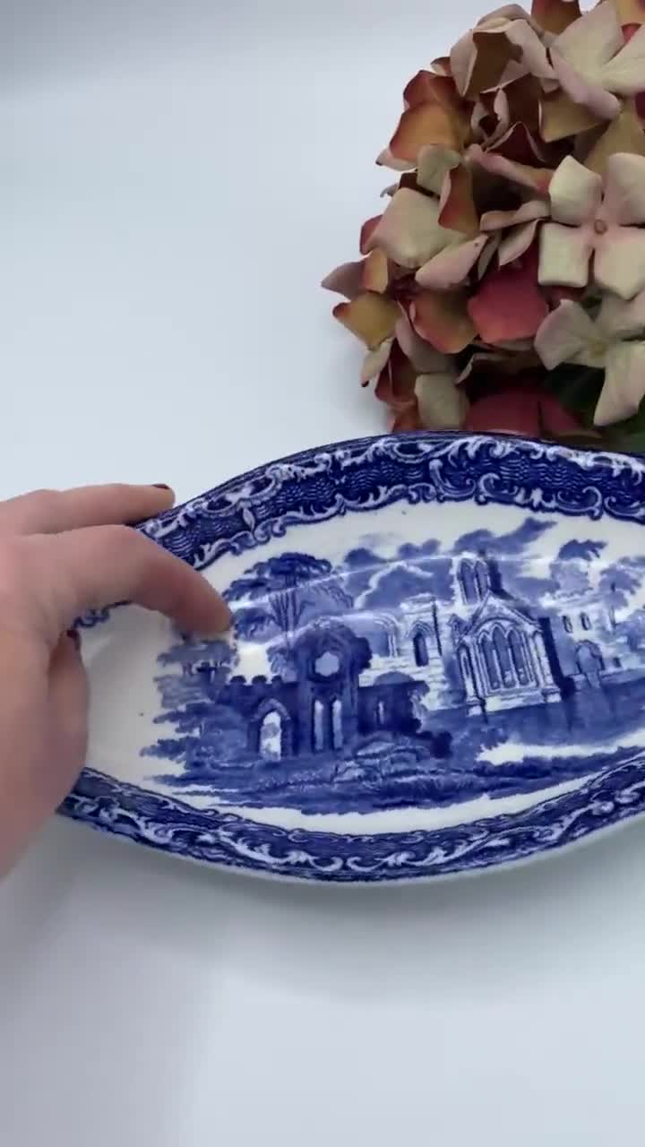 Antique 'jones & Sons' Abbey 1790 Patterned Blue and White Serving