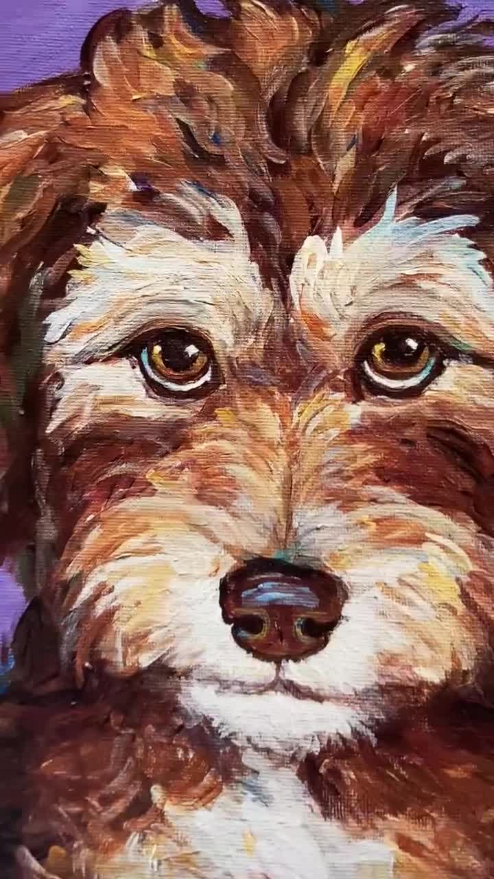 Colorful Aussiedoodle Wall Art Print; Pop Art Portrait Dog