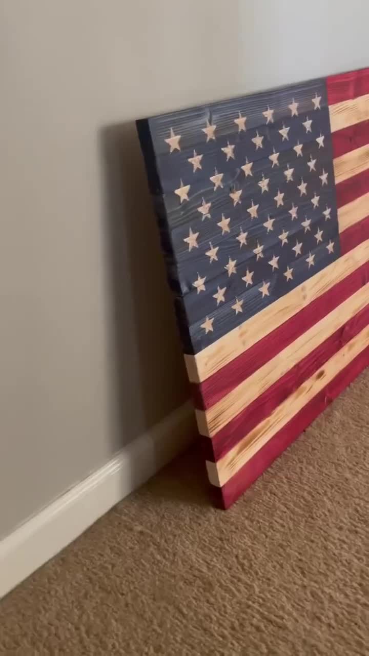 素朴な木製アメリカ国旗 | 素朴な旗 {19”X36”} | 木製アメリカ国旗