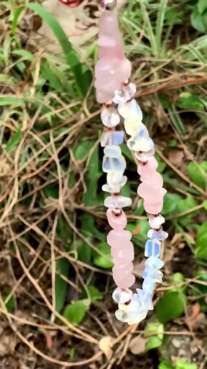 Crystal Phone Charm: Rose Quartz, Opalite Bead Strap - Etsy
