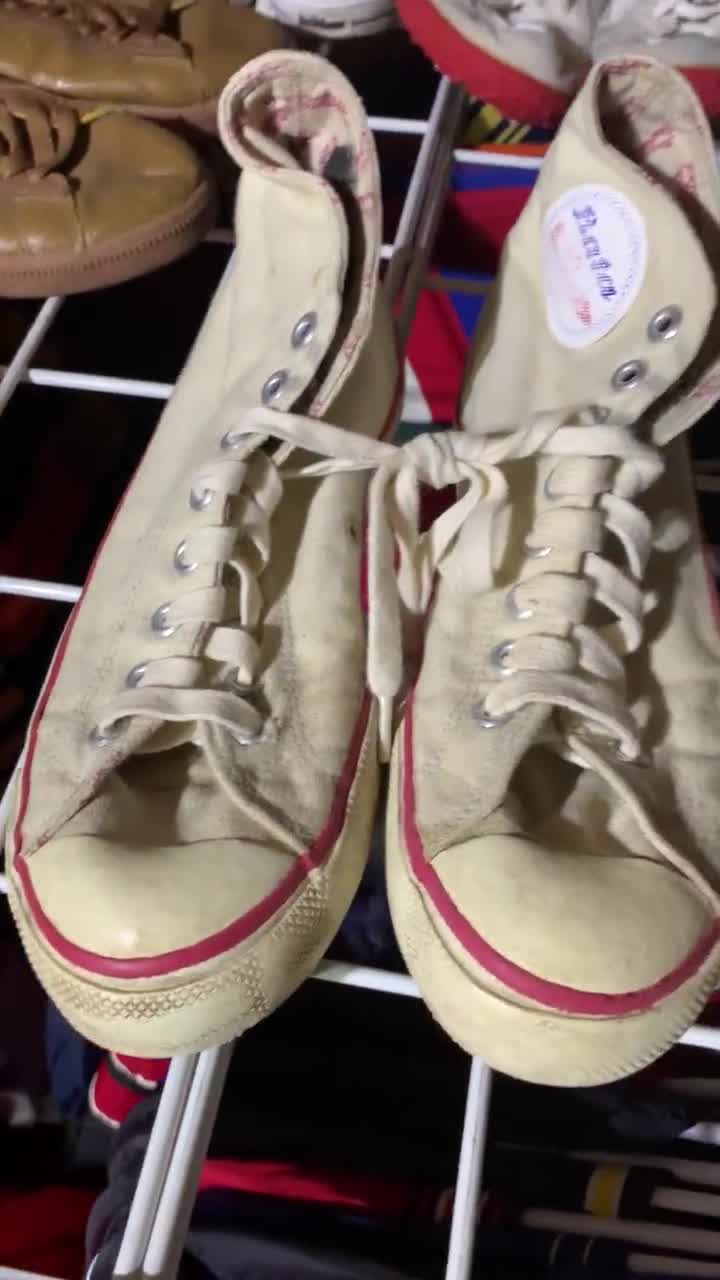 Vintage Bata Bullets Made in USA High Top Men's Tan Canvas Hipster
