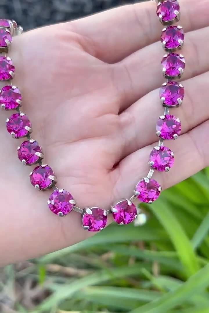 Fuchsia Fever • Hot Pink Genuine Austrian Crystal Necklace - Etsy